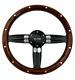 14 Black Double Barrel Steering Wheel With Wood Wrap Al Rivet, Horn For Chevy C10