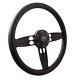 14 Matte Black Double Barrel Style Steering Wheel Black Half Wrap 6 Hole