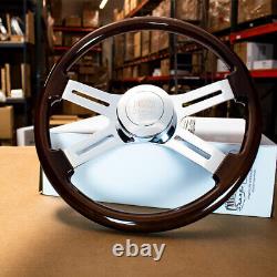 18 Dark Wood Steering Wheel Chrome Dual Spoke Kenworth Peterbilt Hub Included