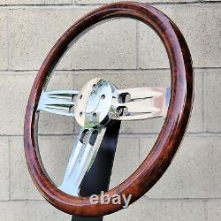 18 Inch Billet Big Rig Steering Wheel Double Barrel Burlwood Wrap Horn