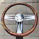 18 Inch Billet Steering Wheel Flame Pine Double Barrel Horn Big Rig Peterbilt