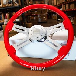 18 Red Wood Steering Wheel Chrome Dual Spoke Kenworth Peterbilt Hub Included