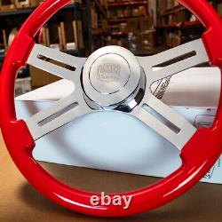 18 Red Wood Steering Wheel Chrome Dual Spoke Kenworth Peterbilt Hub Included