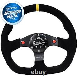 NEW NRG 320mm Black Suede Reinforced Steering Wheel Dual Buttons RST-024D-MB-S-Y