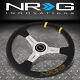 Nrg 360mm Silver Spoke Bumble Bee Leather Grip Steering Wheel Withdual Center Mark