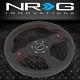 Nrg Reinforced 320mm Leather Grip Red Stitch Steering Wheel Withdual Side Buttons