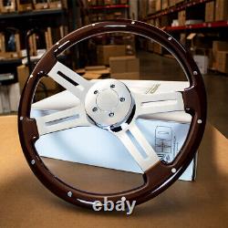 Steering Wheel & Hub Kit 18 Dual Classic Dark Wood 5-Bolt Rivet (Freightliner)