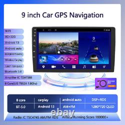 Autoradio stéréo de voiture Android 13 à double DIN 9 avec unité principale 8-Core 4+32G GPS CarPlay DSP